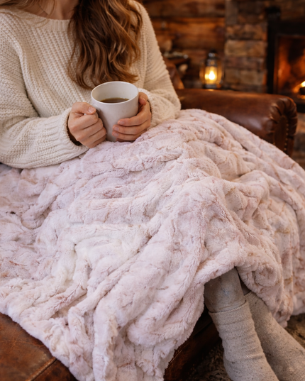 Faux Fur Marble Throw Blanket