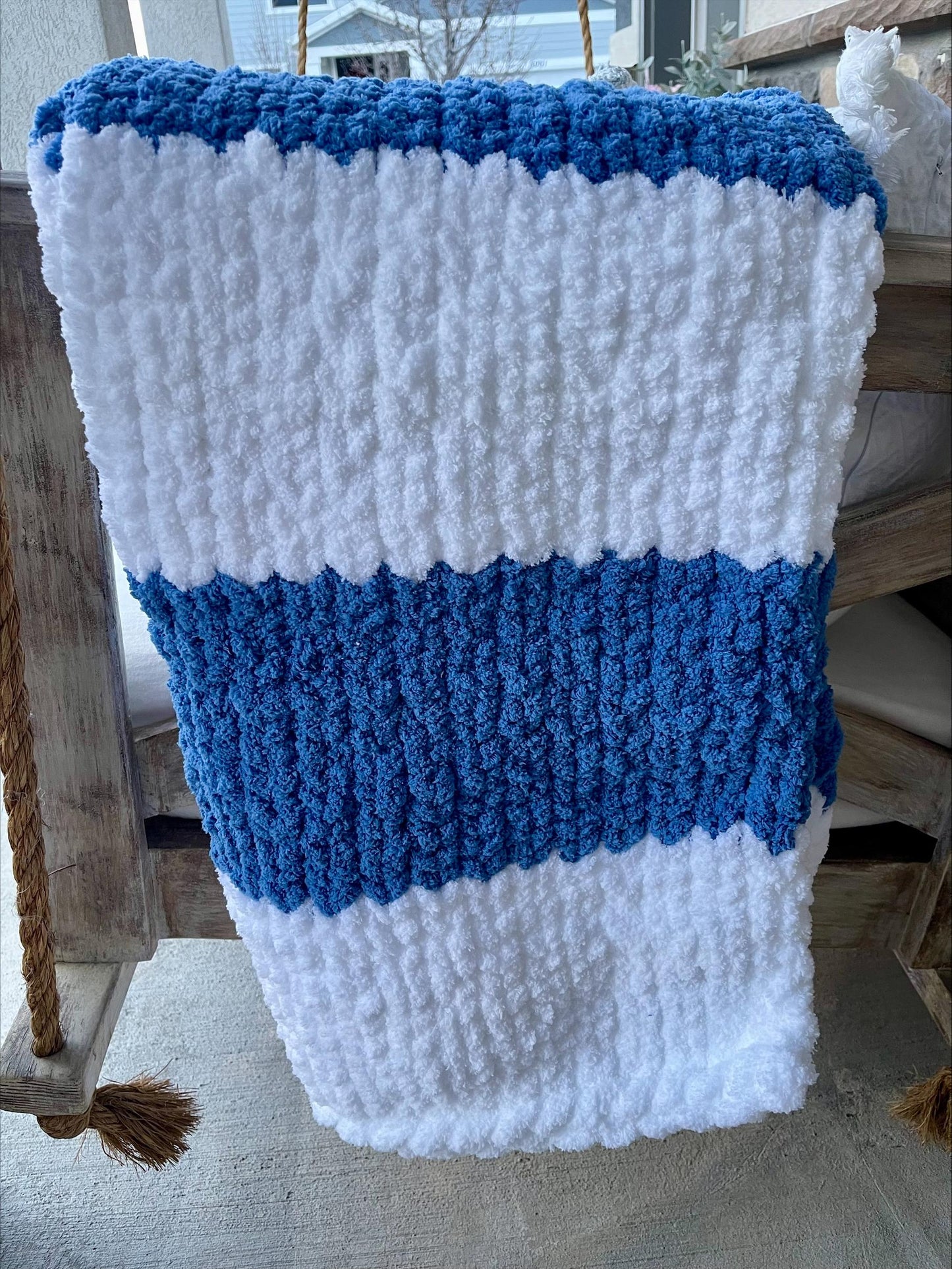 Beautiful soft Chunky Knit Striped Blanket, Throw Blanket, Baby Blanket, Afghan Throw