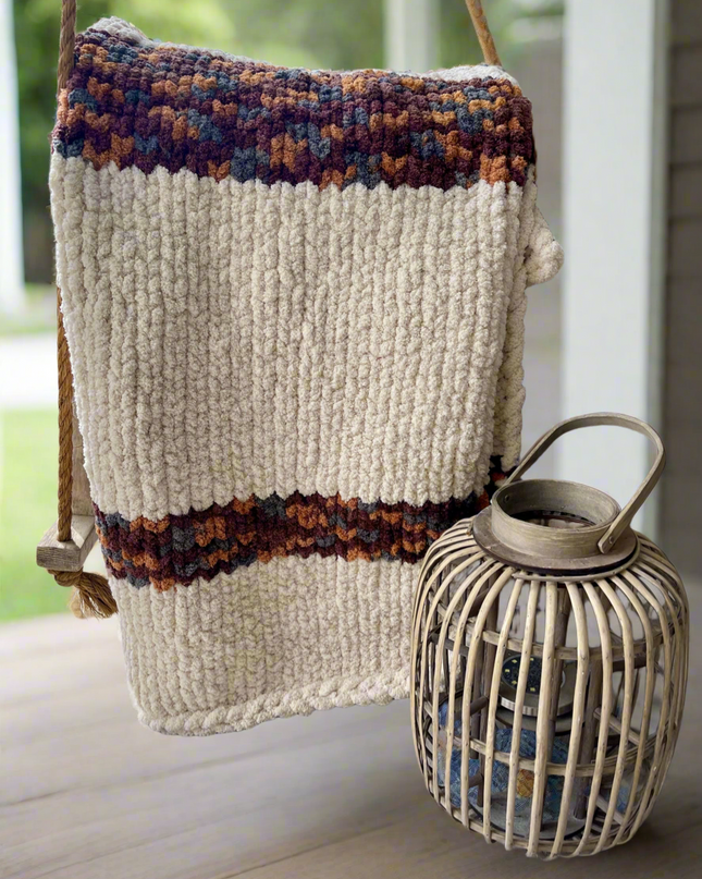 Beautiful soft Chunky Knit Striped Blanket, Throw Blanket, Baby Blanket, Children’s Blanket, Afghan Throw
