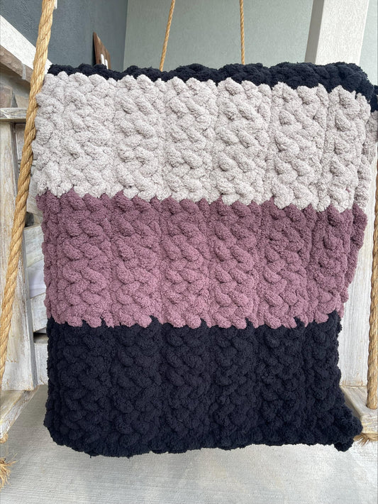 Broken Herringbone Pattern Chunky Knit Blanket, Baby Blanket, Throw Blanket, Boho Blanket