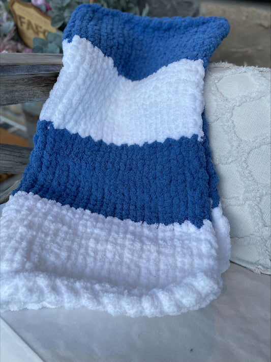 Beautiful soft Chunky Knit Striped Blanket, Throw Blanket, Baby Blanket, Afghan Throw