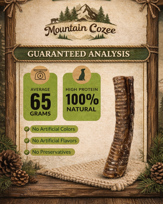 6” Beef Trachea Dog Chews-Natural Single Ingredient Treat (5 pack)