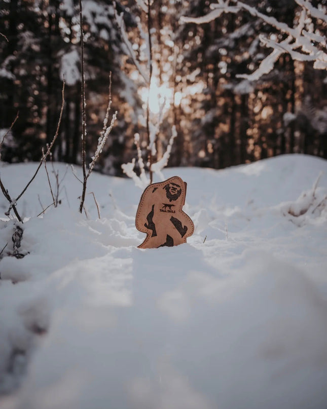 Mountain Cozee Natural Buffalo Hide Bigfoot – Reinforced Leather & Wool-Felt Interactive Dog Toy (9”)