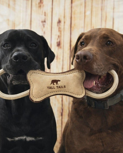 Mountain Cozee 16” Natural Leather & Wool Bone Tug Toy