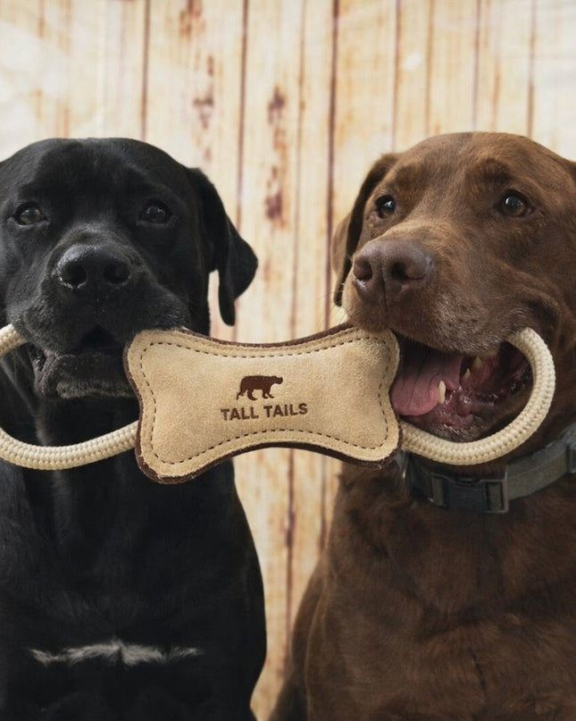 Mountain Cozee 16” Natural Leather & Wool Bone Tug Toy
