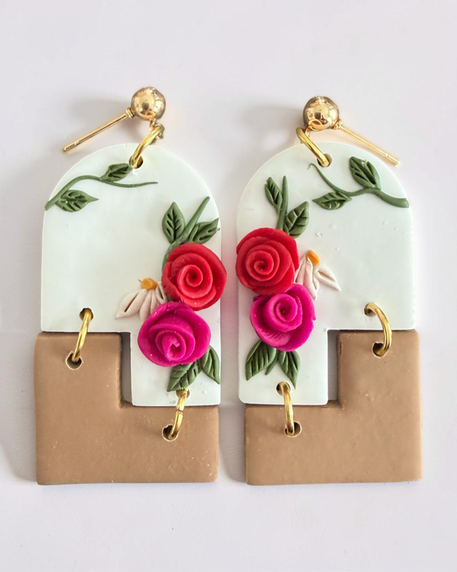 Petal Arch Earrings | Sculpted Roses & Modern Boho Elegance