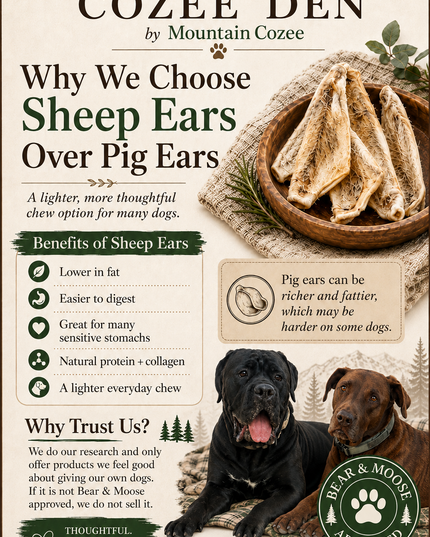Natural Sheep Ears for Dogs | Single-Ingredient Dog Chews – 3 Pack