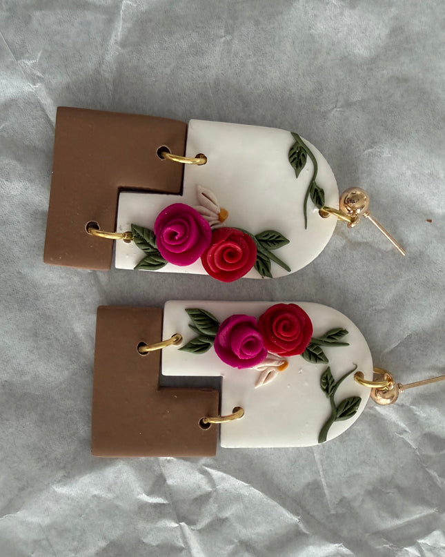 Petal Arch Earrings | Sculpted Roses & Modern Boho Elegance