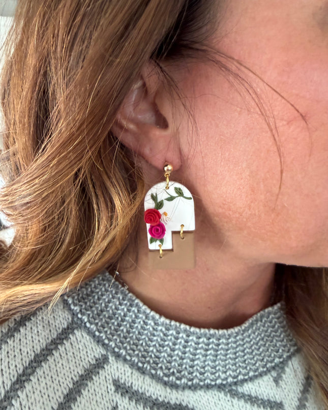 Petal Arch Earrings | Sculpted Roses & Modern Boho Elegance