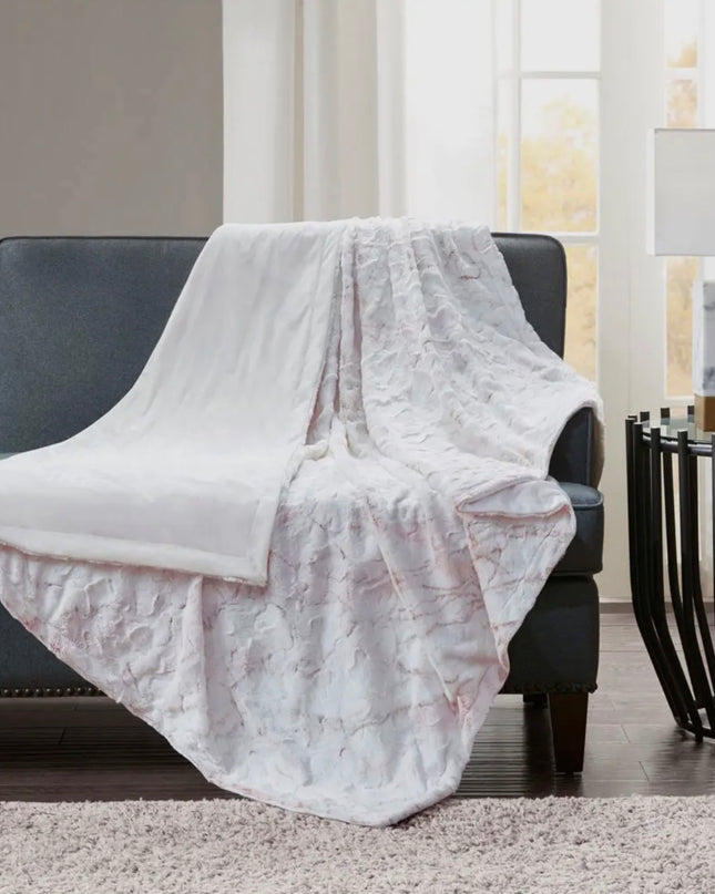 Faux Fur Marble Throw Blanket