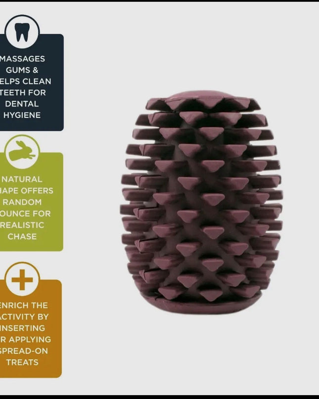 Mountain Cozee 4” Natural Rubber Pinecone Dog Toy – Durable Fetch & Treat Enrichment Toy – Dental Health & Gum Massager for Small Dogs up to 25 lbs