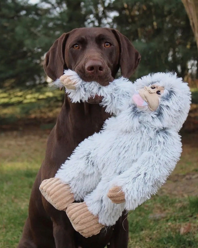 Mountain Cozee 14” Plush Yeti Dog Toy – Durable Rope Skeleton & Reinforced Mesh Lining – Squeaky Soft Toy for Medium & Large Dogs