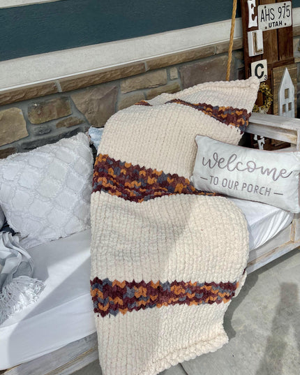 Beautiful soft Chunky Knit Striped Blanket, Throw Blanket, Baby Blanket, Children’s Blanket, Afghan Throw