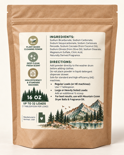 Mountain Cozee laundry detergent ingredients and directions